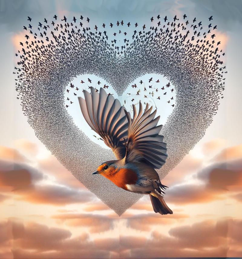Robin's flock shapes a heart
