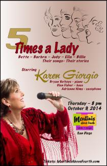 Five Times A Lady - Karen Giorgio Cabaret show/ Poster by David Crellen